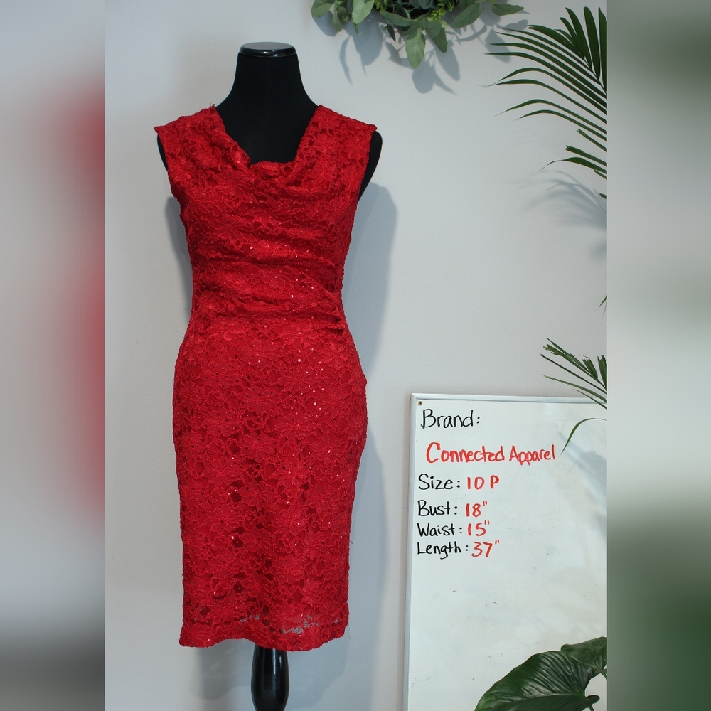 Connected Apparel Scarlet Lace Midi Dress